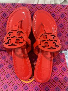 Tory Burch Red Patent Miller Thong Sandals